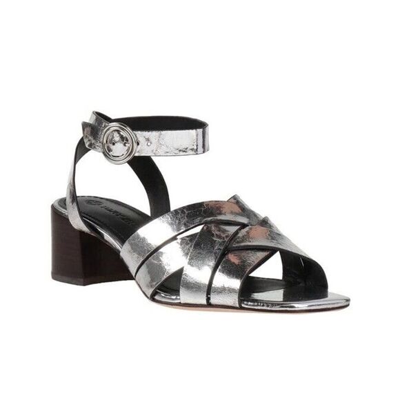 Tory Burch City Heel Ankle Strap Sandal In Silver sz 7 M - Picture 8 of 8